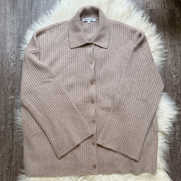 Fantino Cashmere Collared Cardigan, Oatmeal - Picture 5 of 7